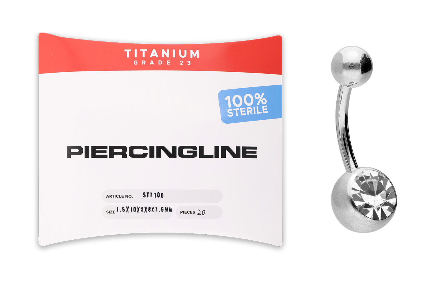 Sterilisiertes Titan Bananabell Piercing KRISTALL